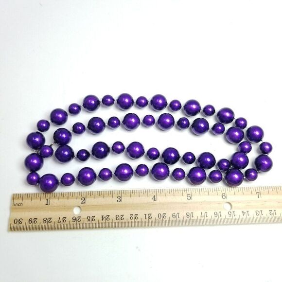 Vintage Purple Beaded Necklace, Long Single Strand, Retro 80s Style, Estate - Picture 4 of 7
